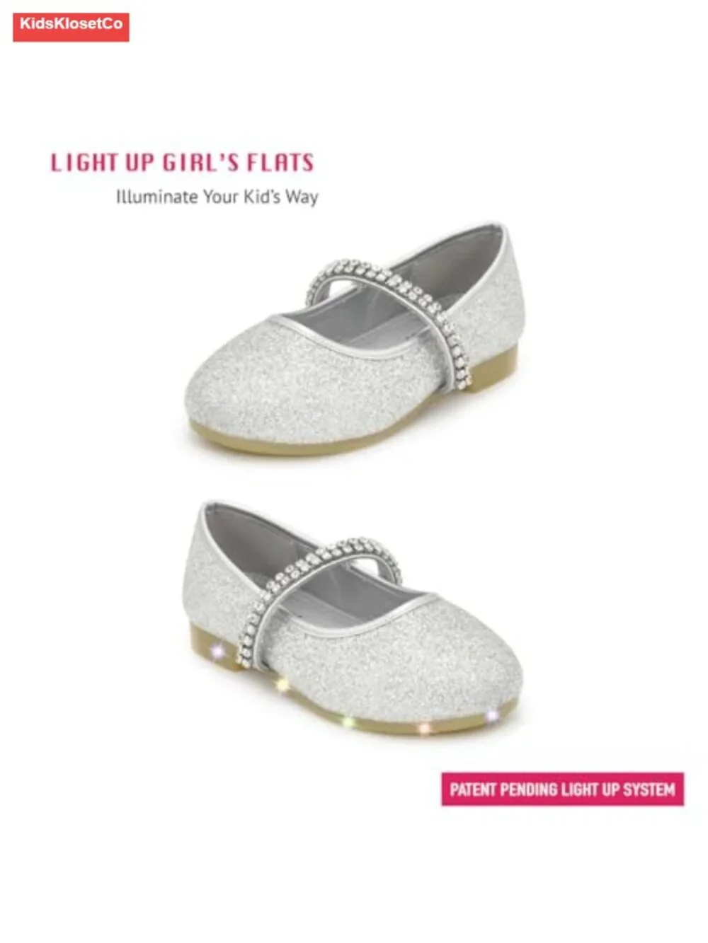 Light Up Toddler Girl Ballet Mary Jane Flat Bow Shoes